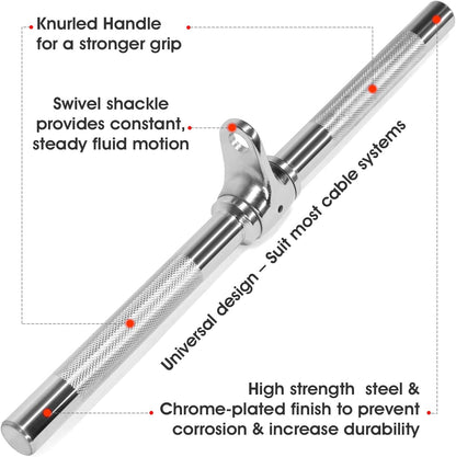 LAT Cable Attachment, Tricep Press down Bar with Diamond Knurl Handle, Support up to 880 Lbs - Rotating Straight Bar, Single D Handle and V Bar